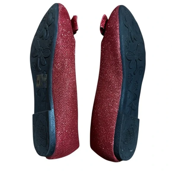 BNWOB Jeru Belinda Red Glitter Sparkle Flat Shoes 7.5 Wizard of Oz Shoes 7.5 - Picture 7 of 7